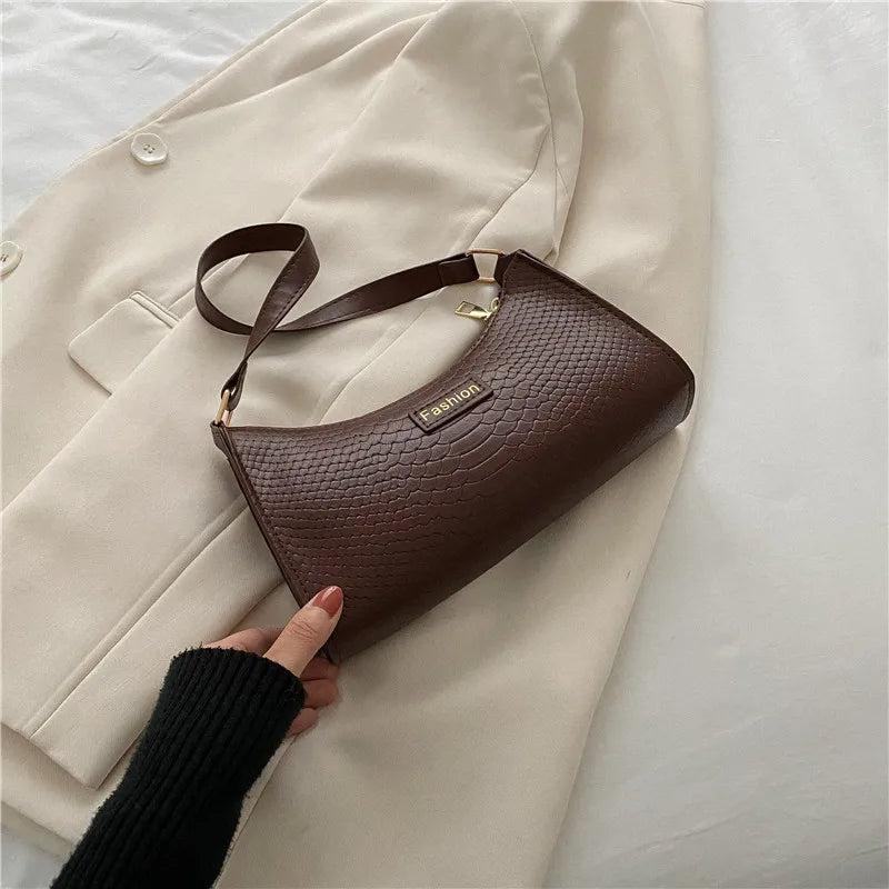 Crocodile Pattern Shoulder Bag Women PU Leather Portable Messenger Handbags