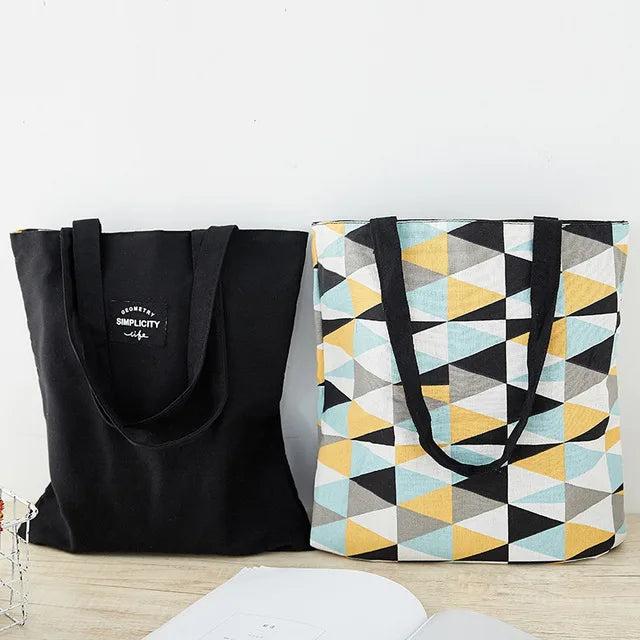 Canvas Fabric Dual-use Shoulder Bag Cotton Linen Handbag Shopping Tote
