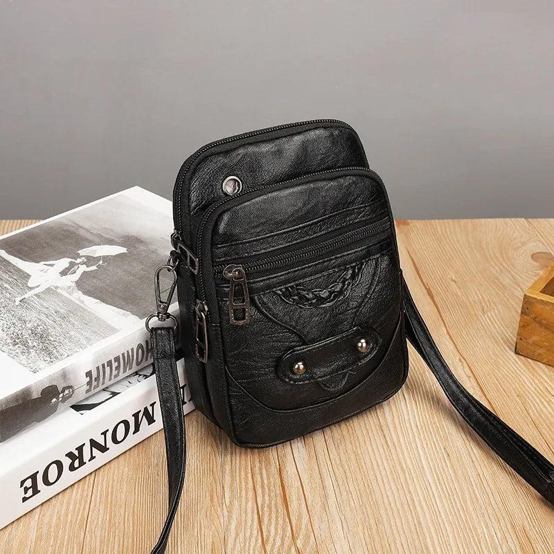 Soft Leather Mobile Phone Female Bag Messenger Shoulder Bag
