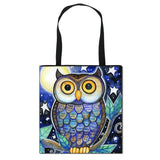 Floral & Owl Print Casual Tote Women's Handbag