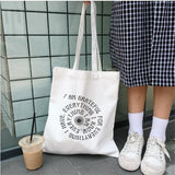 2000S Goth Letter Print Punk Shopper Bag Canvas Bag Vintage Large Capacity