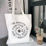 2000S Goth Letter Print Punk Shopper Bag Canvas Bag Vintage Large Capacity