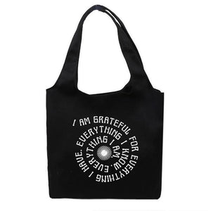 2000S Goth Letter Print Punk Shopper Bag Canvas Bag Vintage Large Capacity