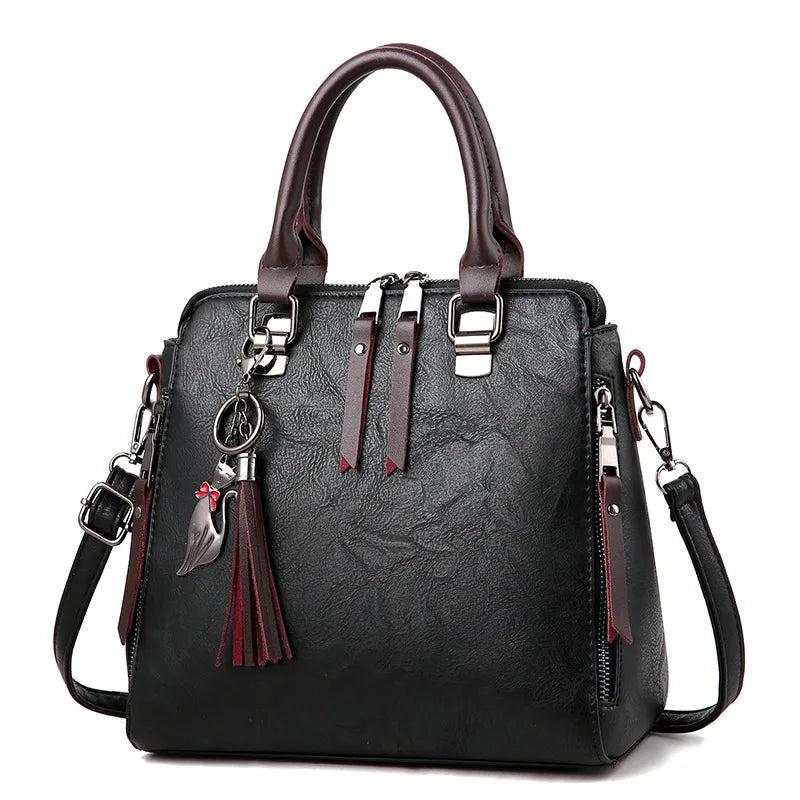 Women Handbags Top-Handle Shoulder Bag Casual Bag Cat PU Leather Ladies Spring