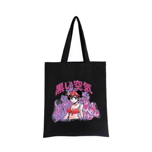 Japanese Gothic Bear Canvas Bag Dark Punk Hip-Hop Shopper Handbag