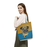 Pug Dog Printed Shoulder Bag - Eco Handbag for Women