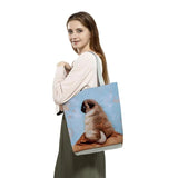 Pug Dog Printed Shoulder Bag - Eco Handbag for Women