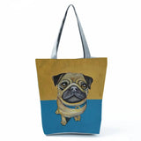 Pug Dog Printed Shoulder Bag - Eco Handbag for Women