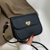 Vintage Flap Shoulder Bags PU Leather Totes Bag Heart Crossbody Handbag Purse
