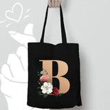 Alphabet Flowers Printed Shoulder Bags for Female Shopping Totes