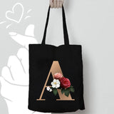 Alphabet Flowers Printed Shoulder Bags for Female Shopping Totes