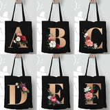 Alphabet Flowers Printed Shoulder Bags for Female Shopping Totes