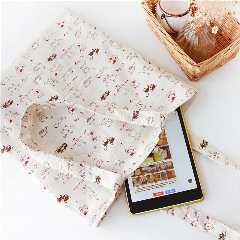 Cat Canvas Handbags Preppy Style Ladies Tote Shoulder Bag