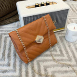 Embroidery Chain Cross-body Bag PU Leather Messenger Bag