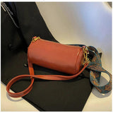Vintage Barrel Shoulder Bag PU Leather Messenger Crossbody Purse Tote