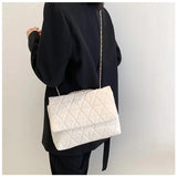 Women's Large Capacity Plaid Shoulder Bag PU Leather Messenger Handbag