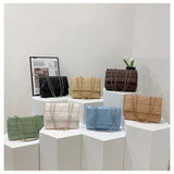 Women's Large Capacity Plaid Shoulder Bag PU Leather Messenger Handbag