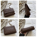 Women's Large Capacity Plaid Shoulder Bag PU Leather Messenger Handbag