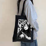 Japanese Tomie Female Bag Harajuku Gothic Canvas Horror Cartoon Shopper