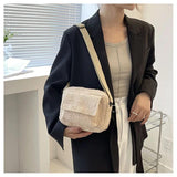 Plush Fabric Women's Crossbody Bag Lambs Wool Fluffy Fur