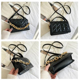 Women's Square Chains Crossbody Bag PU Leather Shoulder Purse