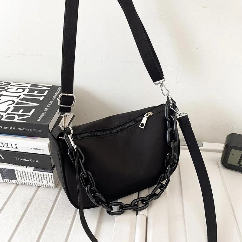 Waterproof Nylon Underarm Shoulder Bag for Women, Small Clutch