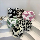 Furry Plaid Tote Bag Large Capacity Casual Handbag