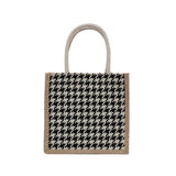 Houndstooth Clutch Bag Lunch Box Handbag