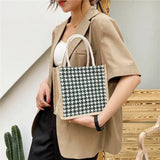 Houndstooth Clutch Bag Lunch Box Handbag