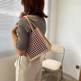Houndstooth Clutch Bag Lunch Box Handbag