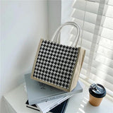 Houndstooth Clutch Bag Lunch Box Handbag