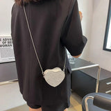 Pink Heart Crossbody Bag Small Purses Silver Chain Shoulder Bag