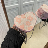 Pink Heart Crossbody Bag Small Purses Silver Chain Shoulder Bag
