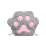 Women's Plush Shoulder Bag Bear Paw Chain Handbag Zipper Messenger Bags