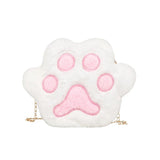 Women's Plush Shoulder Bag Bear Paw Chain Handbag Zipper Messenger Bags