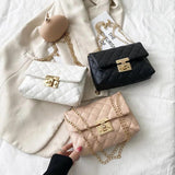 Embroidered Crossbody Bag Square Buckle Handbag