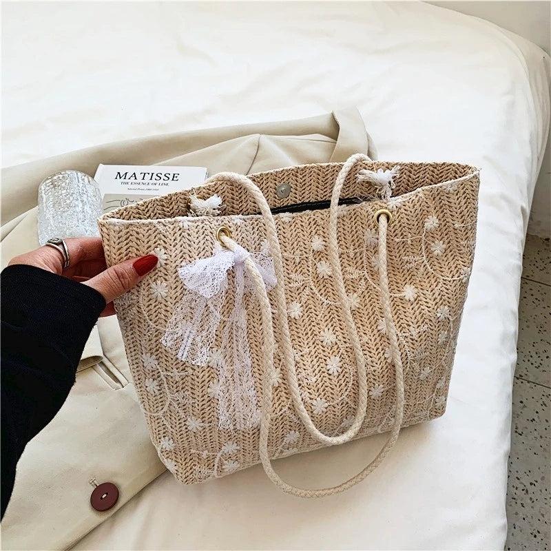 Women Bag Lace Woven Lady Bag Korea Small Fresh Handbag Book Bag
