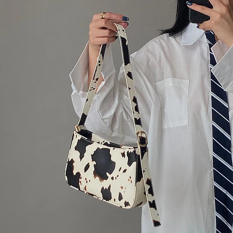 Women's Retro PU Leather Handbag, Cow Leather Underarm Bag