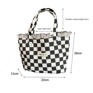 Canvas Lace Women's Handbag Plaid Shoulder Bag
