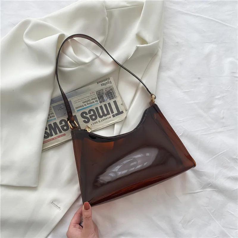 Transparent Shoulder Bag PVC Casual Zipper Handbag for Women