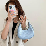 PU Leather Women Handbag Purses Double Zipper Crescent Shoulder