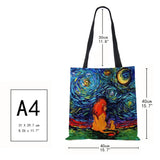 Lion Dog Print Women Canvas Shoulder Bag Casual Shopper Handbag