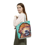 Dog Printed Outdoor Shopping Bag High Capacity Eco Friendly Foldable Handbags