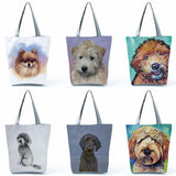 Dog Printed Outdoor Shopping Bag High Capacity Eco Friendly Foldable Handbags