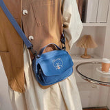 Women Canvas Shoulder Bags Cartoon Print Mini Canvas Handbags Phone Crossbody Ba
