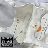 Orange Canvas Bag Artistic Female Vest Type Shoulder Bag