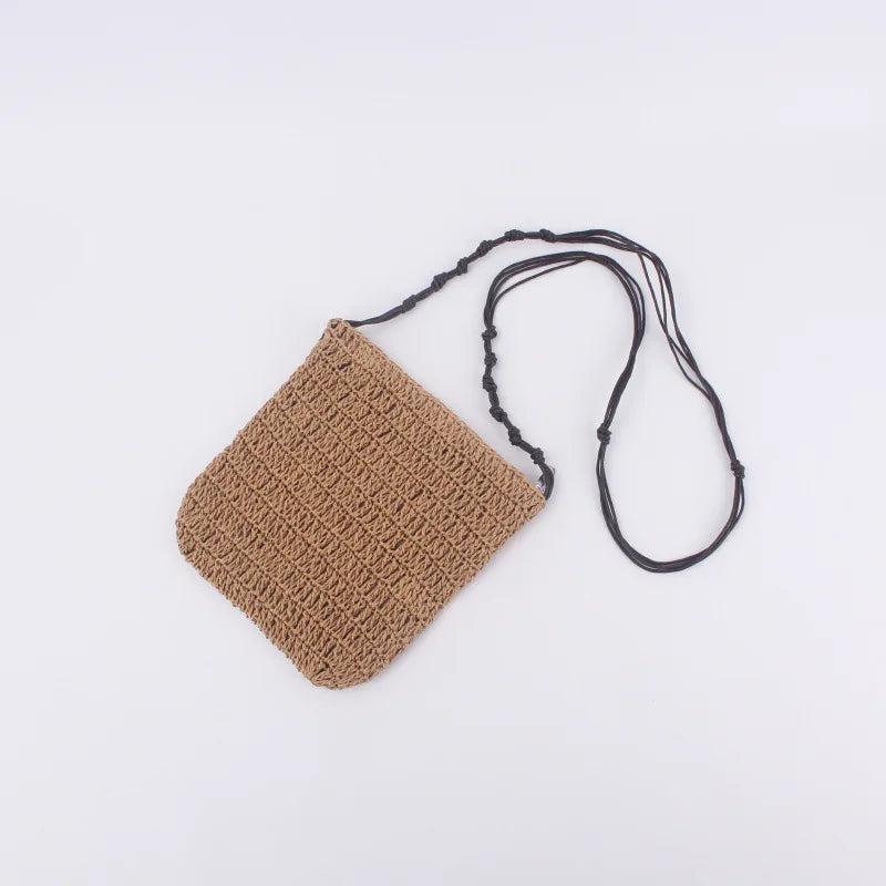 Straw Shoulder Crossbody Bag, Wild Mobile Phone Small Square Bag
