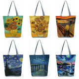 Famous Paintings Sunflower Printed Shoulder Bag Casual All-Match Handbags