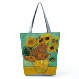Famous Paintings Sunflower Printed Shoulder Bag Casual All-Match Handbags