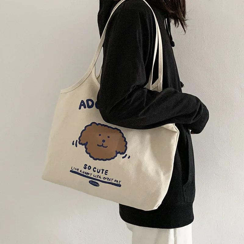 Large Capacity Women Reusable Shopping Beach Bag Canvas Vest Shoulder Bags
